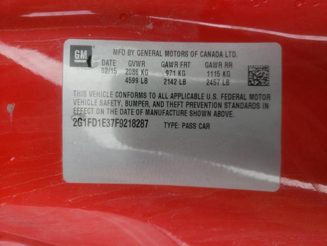 2015 CHEVROLET CAMARO 2G1FD1E37F9218287