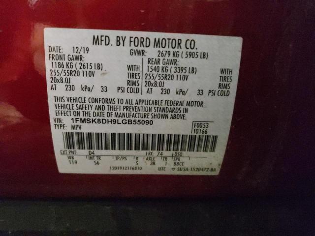 2020 FORD EXPLORERXL - 1FMSK8DH9LGB55090
