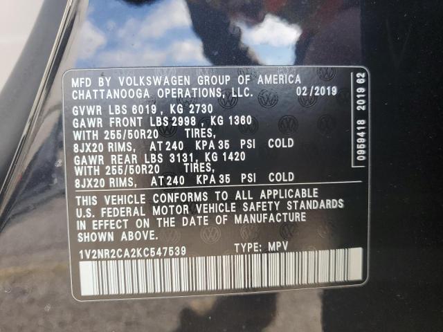 1V2NR2CA2KC547539 | 2019 VOLKSWAGEN ATLAS SEL