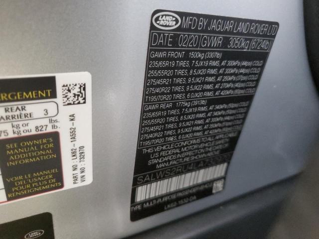 SALWS2RU4LA732970 | 2020 LAND ROVER RANGE ROVE