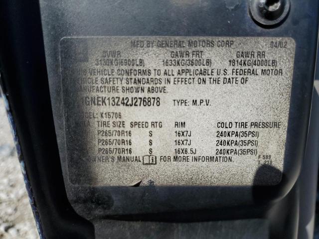 2002 Chevrolet Tahoe K1500 VIN: 1GNEK13Z42J276878 Lot: 40243994