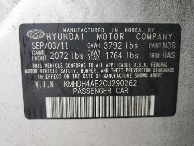 2012 Hyundai Elantra Gls VIN: KMHDH4AE2CU290262 Lot: 39647324