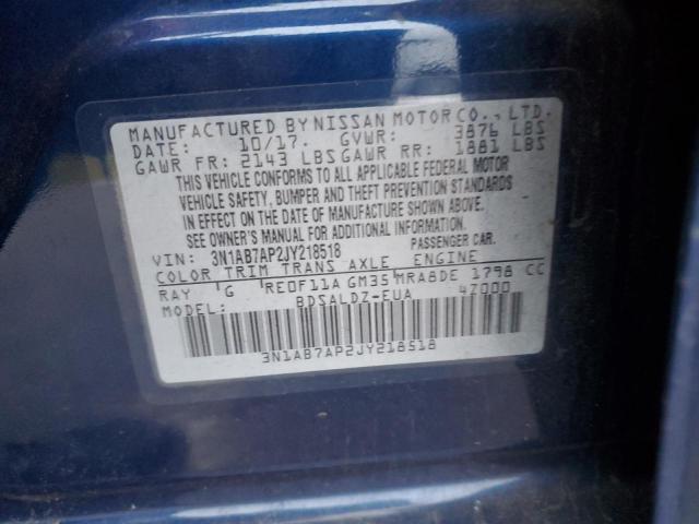 2018 Nissan Sentra S VIN: 3N1AB7AP2JY218518 Lot: 37000424