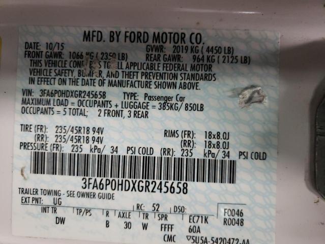 3FA6P0HDXGR245658 2016 FORD FUSION - Image 12