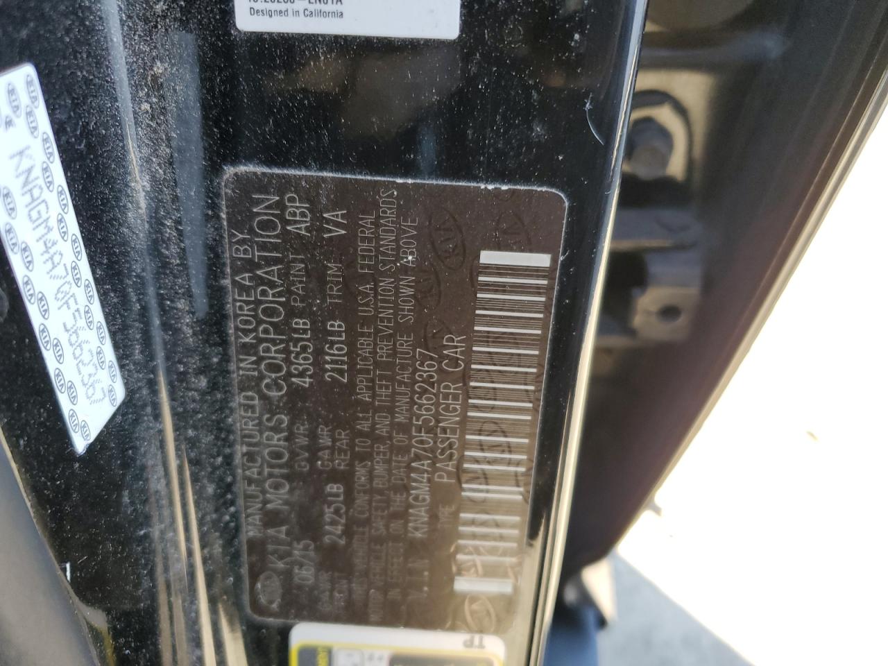 KNAGM4A70F5662367 2015 Kia Optima Lx