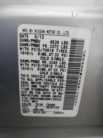 JN8AS5MV4DW136592 2013 Nissan Rogue S