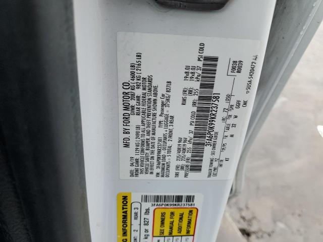 3FA6P0K99KR237581 2019 FORD FUSION - Image 12