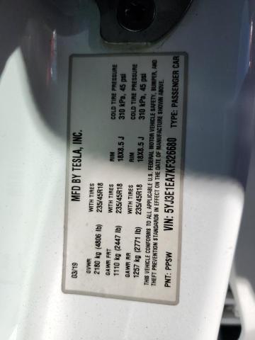 5YJ3E1EA7KF326680 | 2019 TESLA MODEL 3