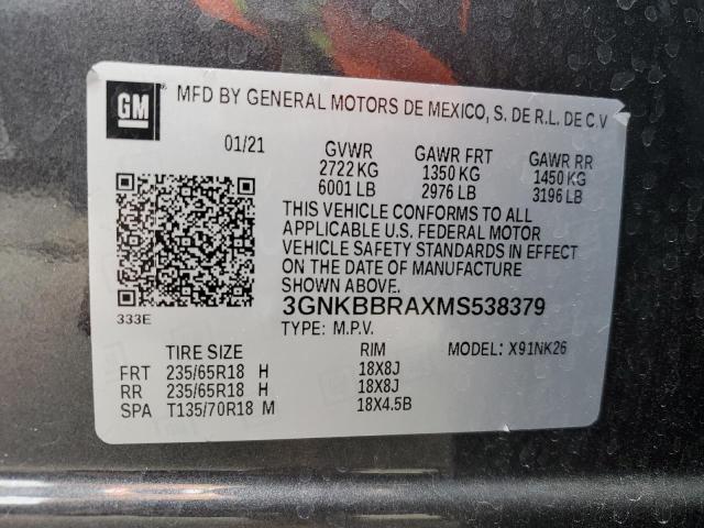 3GNKBBRAXMS538379 | 2021 CHEVROLET BLAZER 1LT