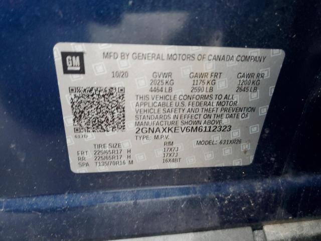 2021 CHEVROLET EQUINOX LT 2GNAXKEV6M6112323