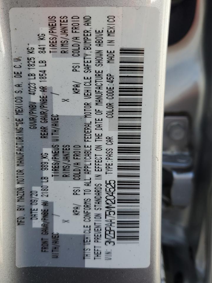 3MZBPAA75MM204525 2021 Mazda 3