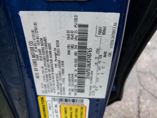 3FA6P0LU6JR248765 | 2018 FORD FUSION SE