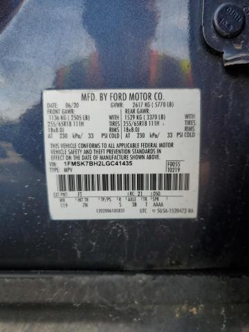1FMSK7BH2LGC41435 | 2020 FORD EXPLORER