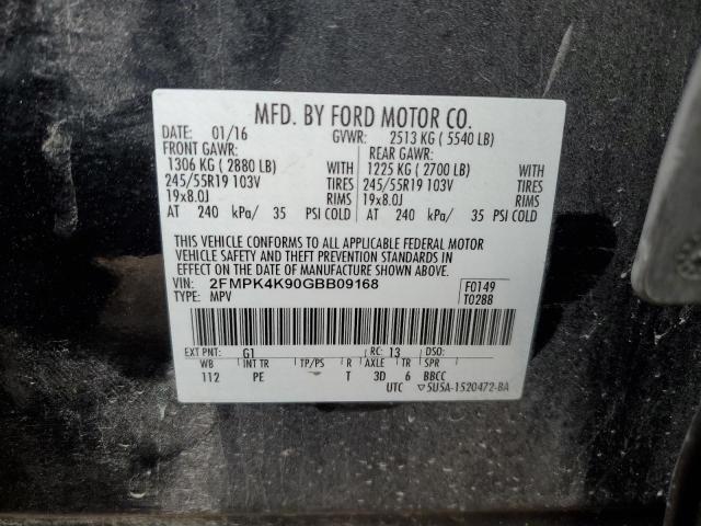 2FMPK4K90GBB09168 2016 FORD EDGE, photo no. 12