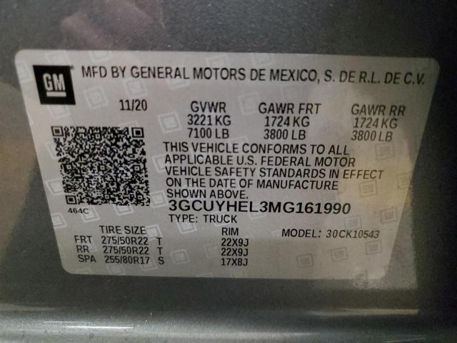 3GCUYHEL3MG161990 | 2021 CHEVROLET SILVERADO