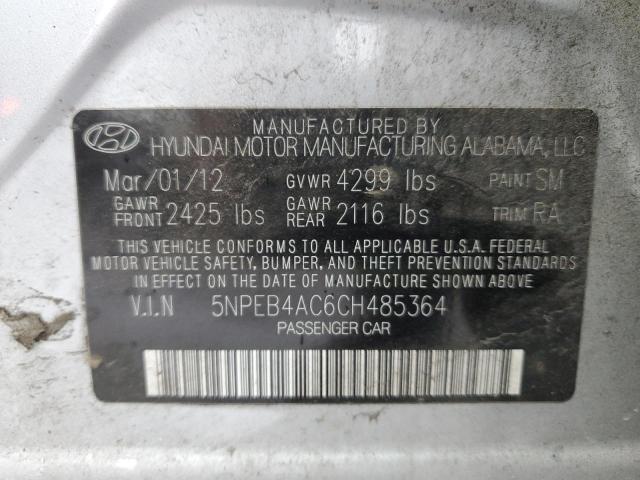 2012 Hyundai Sonata Gls VIN: 5NPEB4AC6CH485364 Lot: 82313253