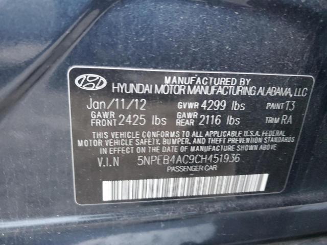 5NPEB4AC9CH451936 | 2012 Hyundai sonata gls