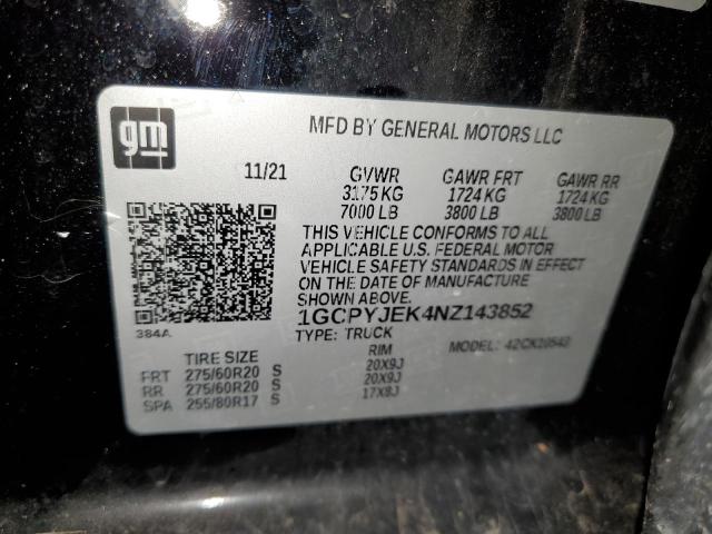 1GCPYJEK4NZ143852 Chevrolet All Models SILVERADO 12