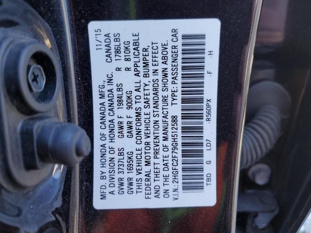 2HGFC2F79GH512588 | 2016 HONDA CIVIC EX