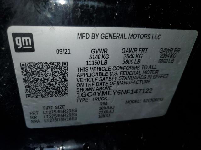 1GC4YMEY6NF147122 | 2022 CHEVROLET SILVERADO