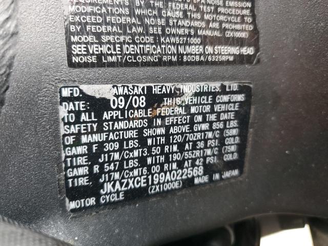 2009 KAWASAKI ZX1000 E - JKAZXCE199A022568
