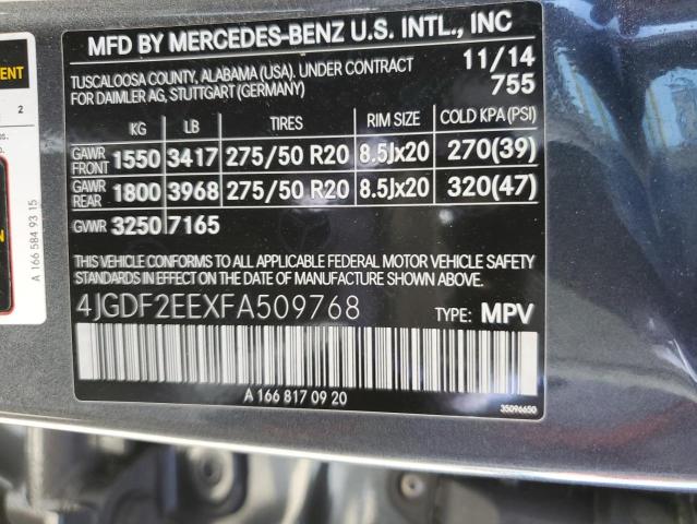 VIN 4JGDF2EEXFA509768 2015 Mercedes-Benz GL-Class, ... no.13