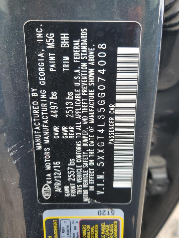 5XXGT4L35GG074008 2016 Kia Optima Lx