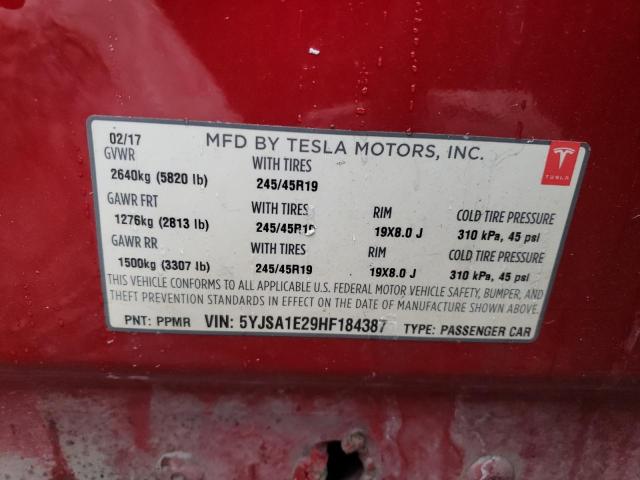 5YJSA1E29HF184387 2017 Tesla Model S