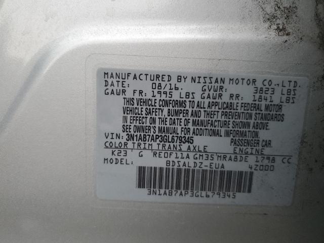 2016 Nissan Sentra S VIN: 3N1AB7AP3GL679345 Lot: 40078574