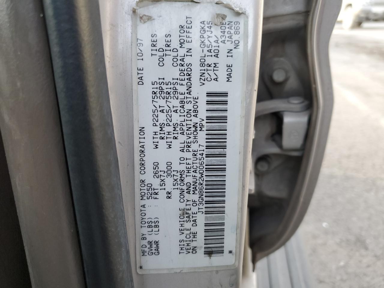 JT3GN86R2W0065417 1998 Toyota 4Runner Sr5