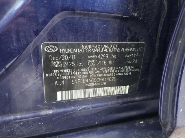 5NPEB4AC0CH444020 | 2012 Hyundai sonata gls