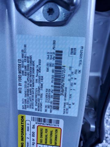 3FA6P0G79FR273574 | 2015 FORD FUSION S