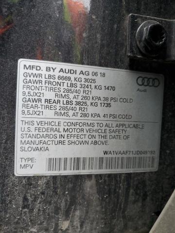 WA1VAAF71JD049192 2018 AUDI Q7, photo no. 12