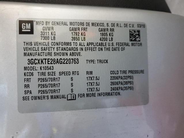 2010 Chevrolet Silverado K1500 Ltz VIN: 3GCXKTE28AG220763 Lot: 50716804