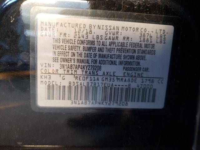 3N1AB7AP4KY279208 | 2019 NISSAN SENTRA S