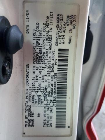 2005 Toyota 4Runner Sr5 VIN: JTEBU14R350061938 Lot: 40237314