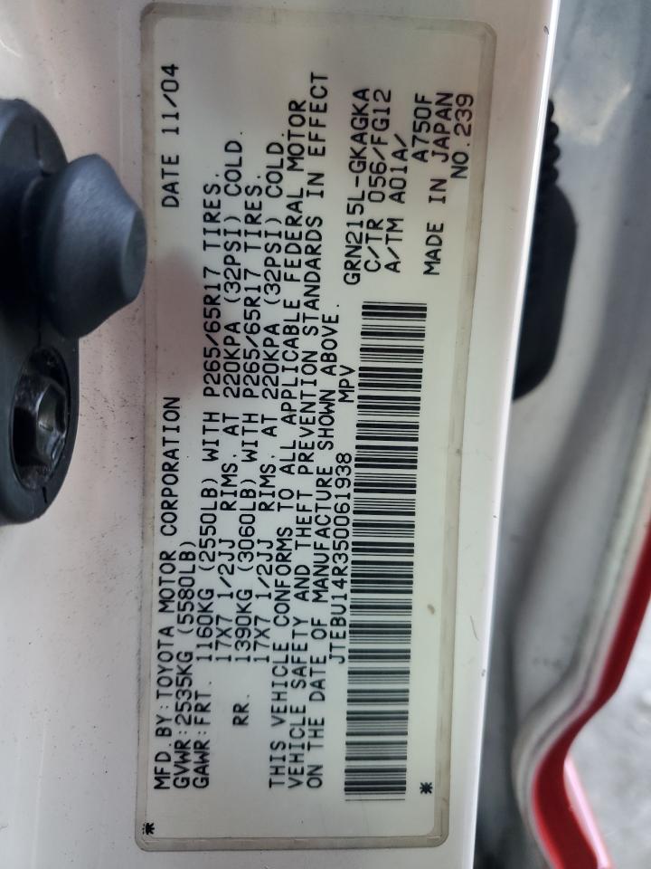 JTEBU14R350061938 2005 Toyota 4Runner Sr5