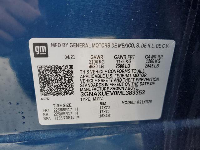 2021 CHEVROLET EQUINOX LT - 3GNAXUEV0ML383353