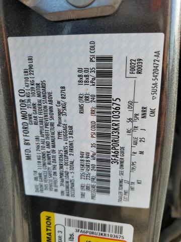 3FA6P0RU3KR103675 2019 FORD FUSION - Image 12