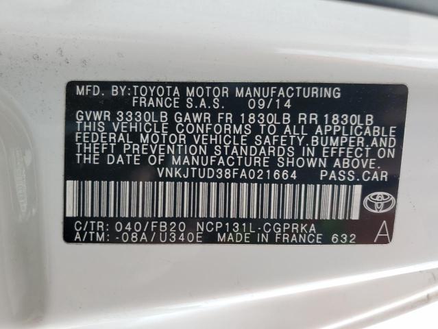 2015 TOYOTA YARIS VNKJTUD38FA021664