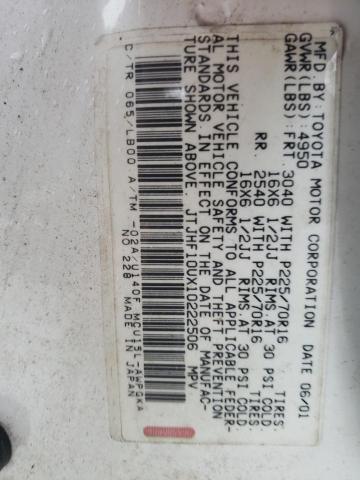 2001 Lexus Rx 300 VIN: JTJHF10UX10222506 Lot: 40677974