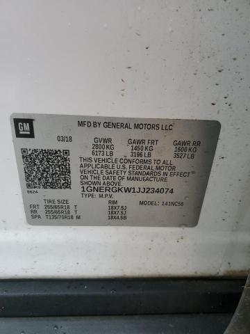2018 CHEVROLET TRAVERSE L - 1GNERGKW1JJ234074