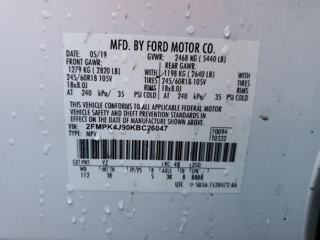 2FMPK4J90KBC26047 2019 FORD EDGE, photo no. 13