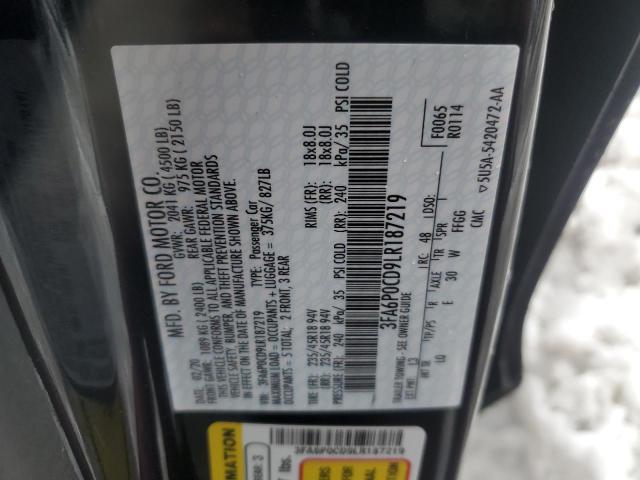 3FA6P0CD9LR187219 2020 FORD FUSION - Image 12