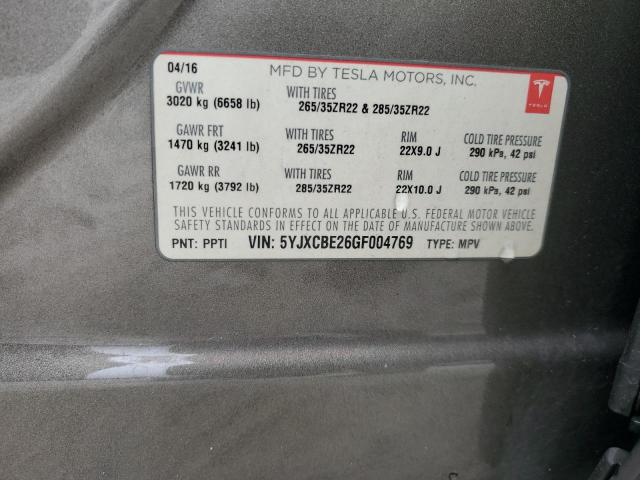 2016 TESLA MODEL X - 5YJXCBE26GF004769