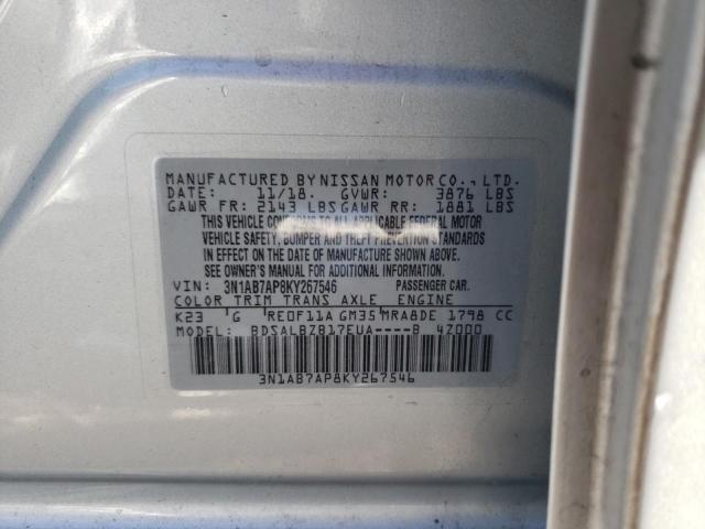 3N1AB7AP8KY267546 | 2019 NISSAN SENTRA S