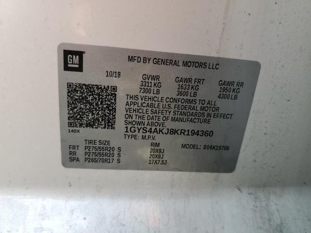 2019 CADILLAC ESCALADE 1GYS4AKJ8KR194360