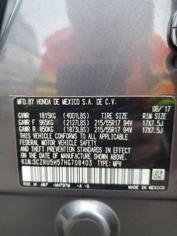 3CZRU5H57HG708403 | 2017 Honda hr-v ex