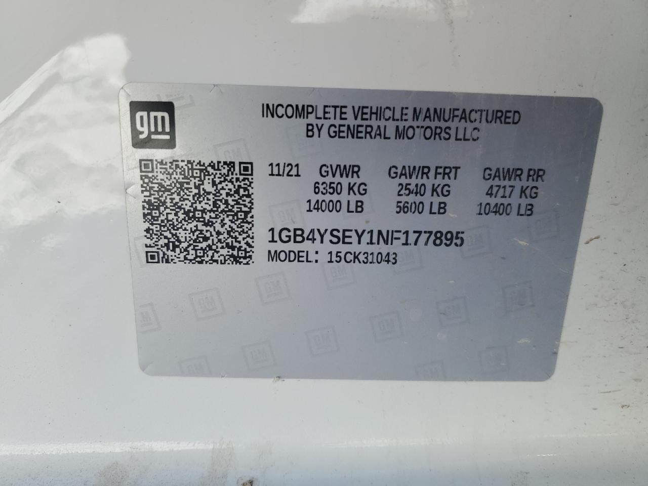 1GB4YSEY1NF177895 2022 Chevrolet Silverado K3500