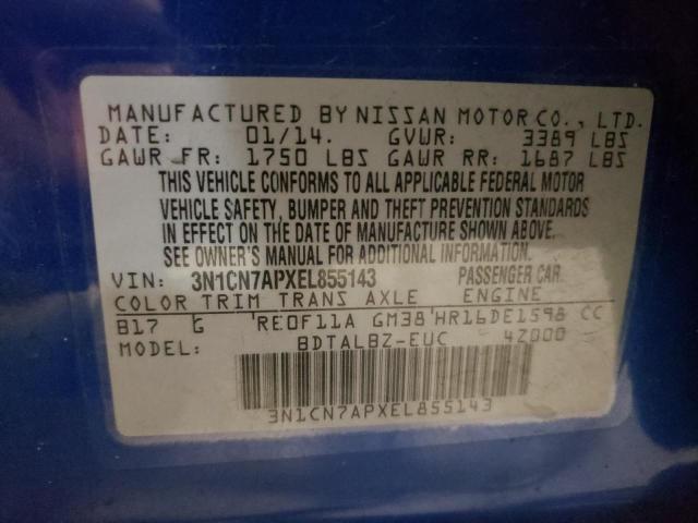 3N1CN7APXEL855143 | 2014 NISSAN VERSA S